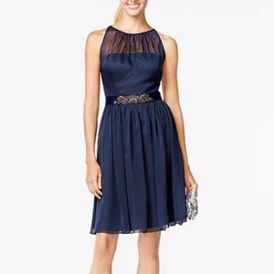 Belted Chiffon Halter Dress